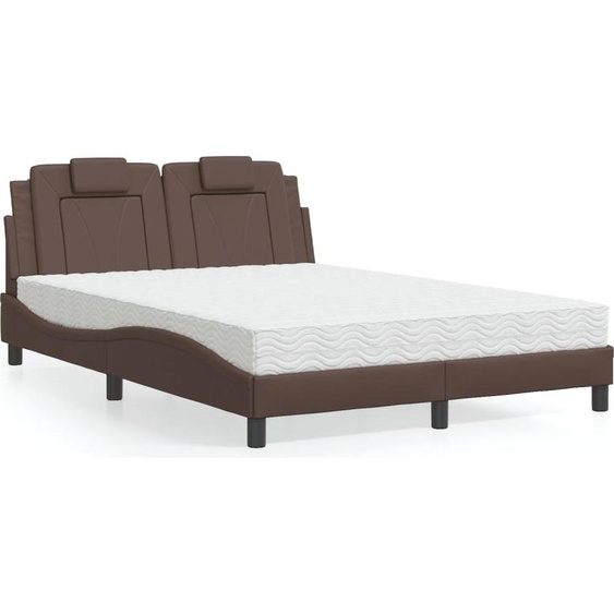 vidaXL Lit Viana avec matelas Marron 140x190 cm Similicuir