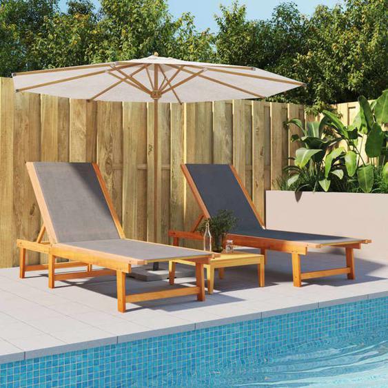 vidaXL Lot de 2 Chaises Longues Bain de Soleil Transat de Terrasse Siège de Jardin Patio Balcon Extérieur Noir Bois 3279247