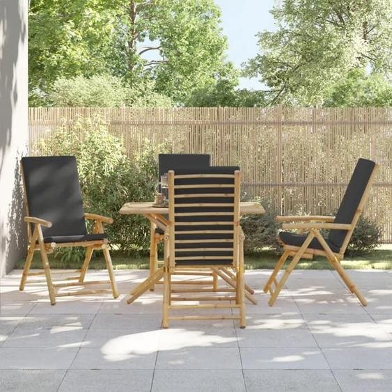 vidaXL Lot de 4 Chaises Inclinables de Jardin Pliantes avec Coussins Sièges avec Accoudoirs Fauteuils avec Dossier de 3208929