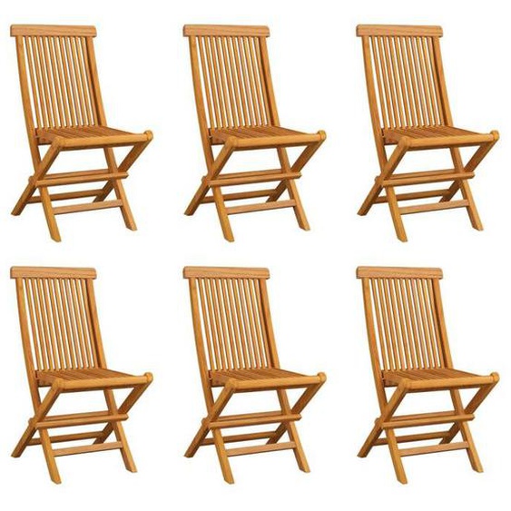 vidaXL Lot de 6 Chaises Pliables de Jardin Sièges de Terrasse Chaises de Balcon Meubles de Patio Extérieur Bois de Teck 3065527