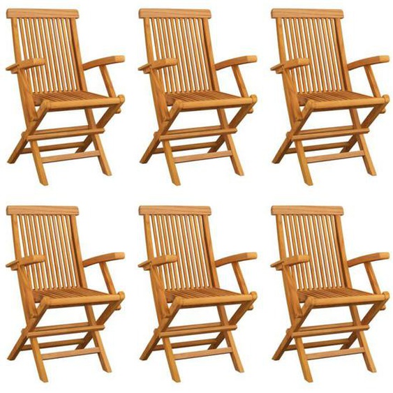 vidaXL Lot de 6 Chaises Pliables de Jardin Sièges de Terrasse Chaises de Balcon Meubles de Patio Extérieur Bois de Teck 3065529