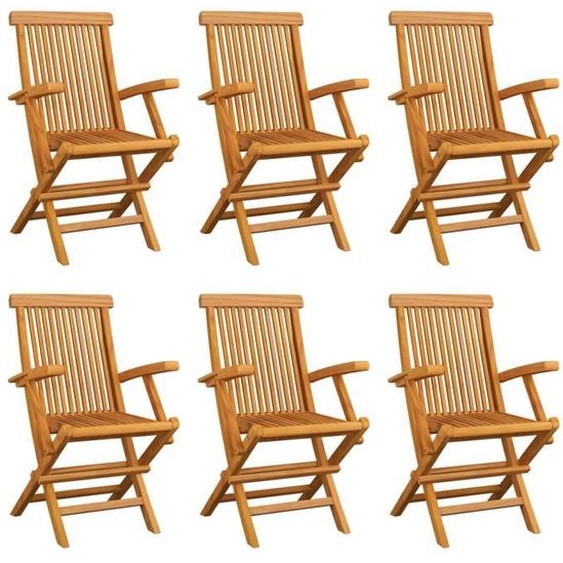 vidaXL Lot de 6 Chaises Pliables de Jardin Sièges de Terrasse Chaises de Balcon Meubles de Patio Extérieur Bois de Teck 3065529