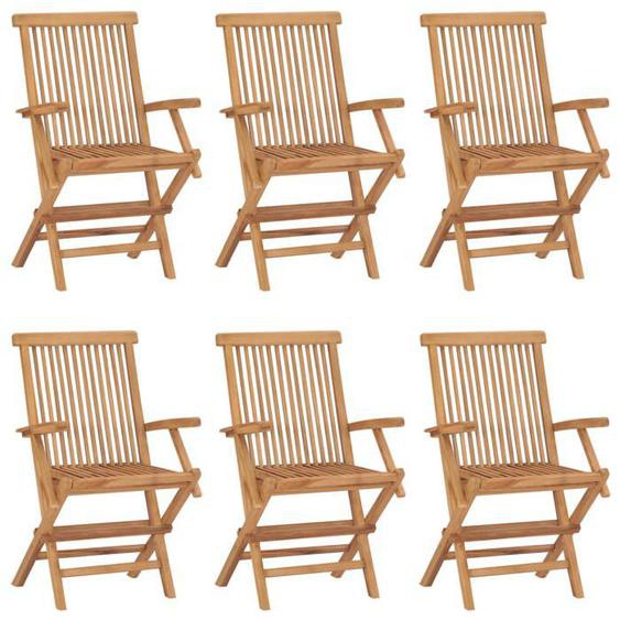 vidaXL Lot de 6 Chaises Pliables de Jardin Sièges de Terrasse Chaises de Balcon Meubles de Patio Extérieur Bois de Teck 3096594