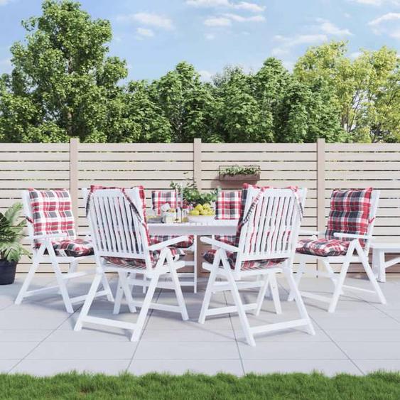 vidaXL Lot de 6 Coussins de Chaise à Dossier Bas Galette de Siège Imperméable Coussin dExtérieur Anti-glissement Jardin 377712