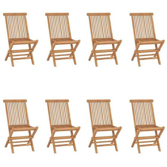 vidaXL Lot de 8 Chaises Pliables de Jardin Sièges de Terrasse Chaises de Balcon Meubles de Patio Extérieur Bois de Teck 3096592