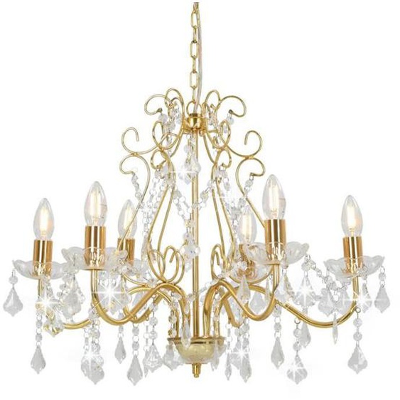vidaXL Lustre avec Perles de Cristal Rond Plafonnier Lampe Suspendue Luminaire Eclairage Intérieur Salon Salle de Séjour 281603