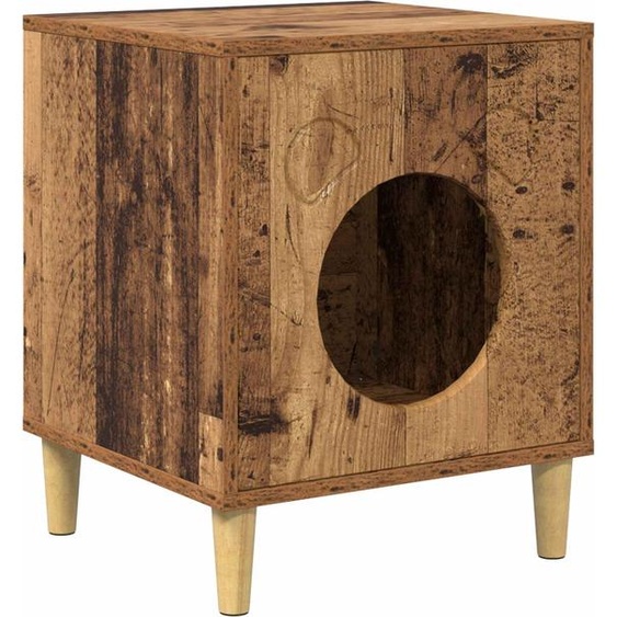 vidaXL Maison pour chat Vieux bois 42,5 x 40 x 52,5 cm Bois composite
