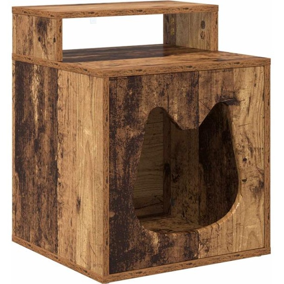 vidaXL Maison pour chat Vieux bois 42,5 x 40 x 52,5 cm Bois composite