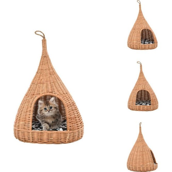 vidaXL Maison pour chats avec coussin 40x60 cm osier naturel Tipi - Arbres à chats
