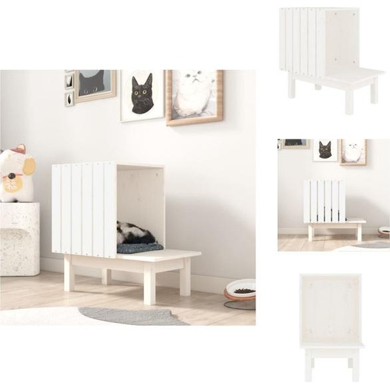 vidaXL Maison pour chats Blanc 60x36x60 cm Pin massif - Arbres à chats