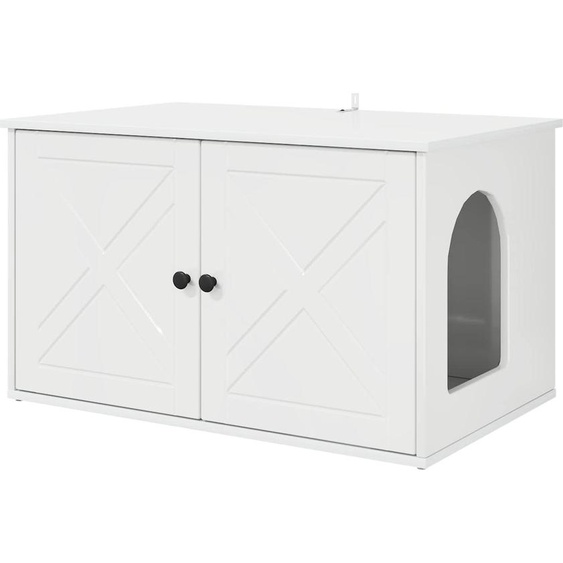 vidaXL Maison pour chats Blanc brillant 85 x 55 x 50 cm Bois composite