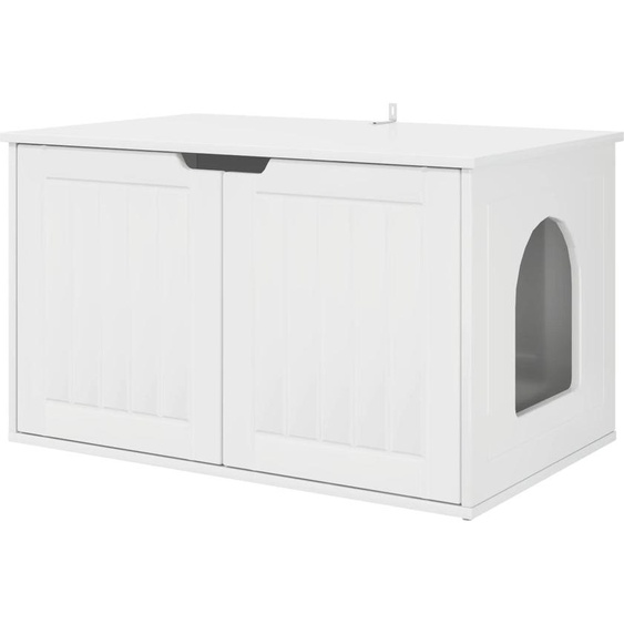 vidaXL Maison pour chats Blanc brillant 85 x 55 x 53,5 cm Bois composite