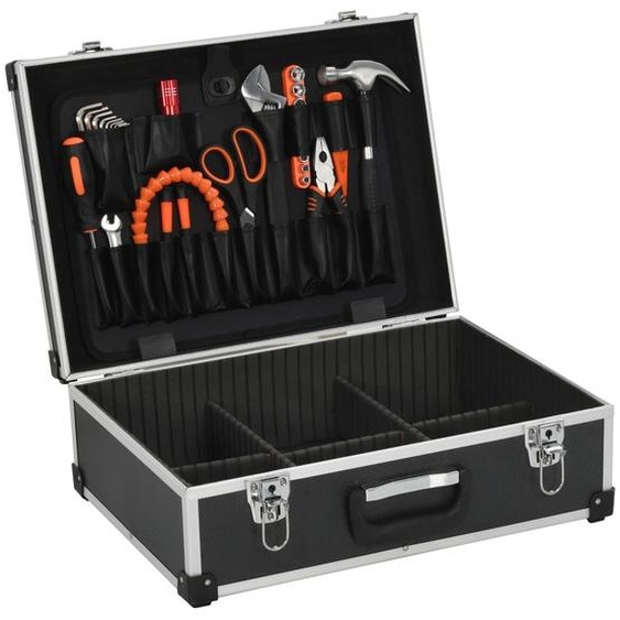 vidaXL Mallette à outils 46 x 33 x 16 cm Noir Aluminium