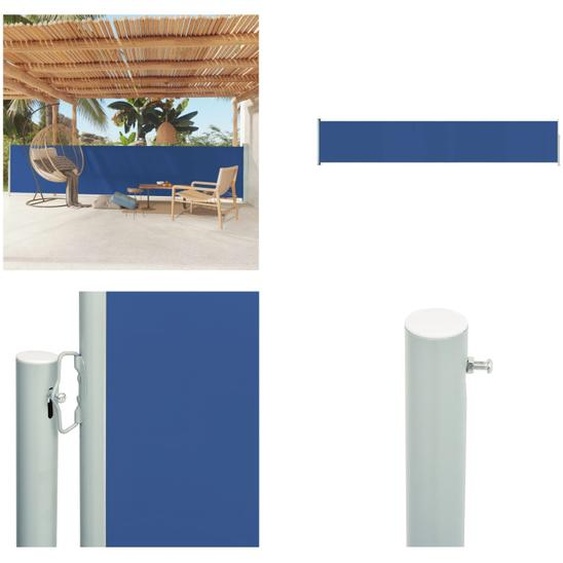 vidaXL Marquise latérale extensible 117x600 cm Bleu - Marquise latérale - Marquises latérales - Terrasse protection solaire