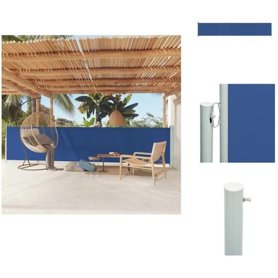 vidaXL Marquise latérale extensible 117x600 cm Bleu - Parasols & Protection solaire