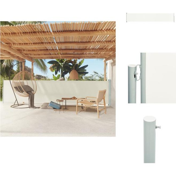 vidaXL Marquise latérale extensible 117x600 cm Crème - Parasols & Protection solaire