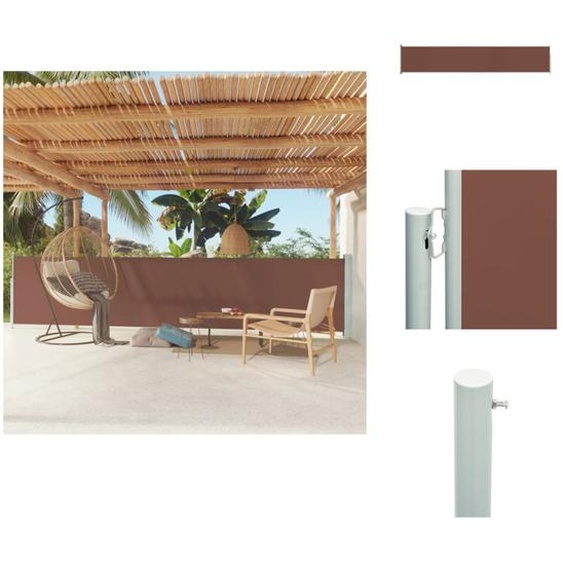 vidaXL Marquise latérale extensible 117x600 cm Marron - Parasols & Protection solaire