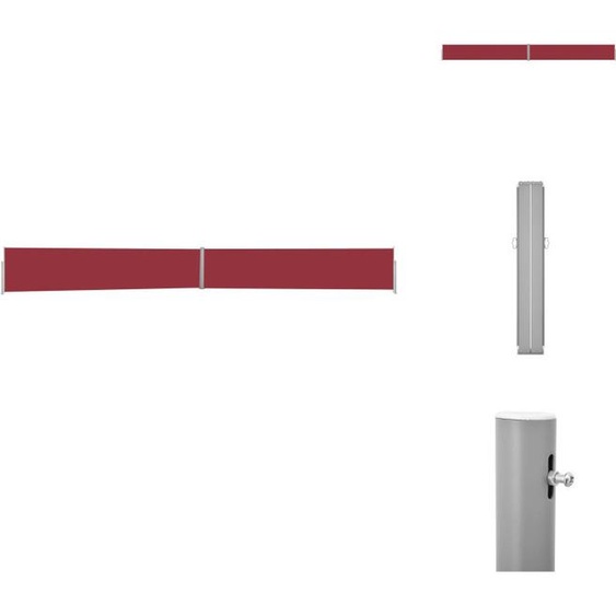 vidaXL Marquise latérale extensible 140x1200 cm Rouge - Parasols & Protection solaire