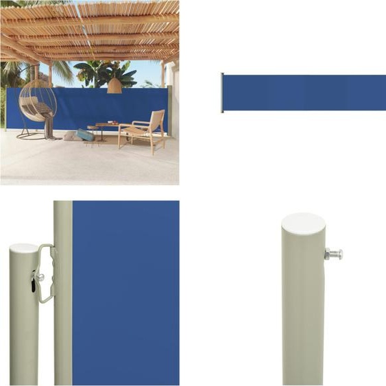 vidaXL Marquise latérale extensible 140x600 cm Bleu - Marquise latérale - Marquises latérales - Terrasse protection solaire