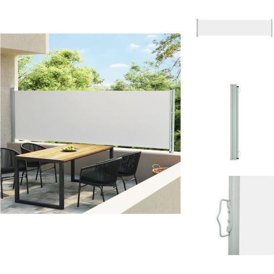 vidaXL Marquise latérale extensible 140x600 cm Crème - Parasols & Protection solaire