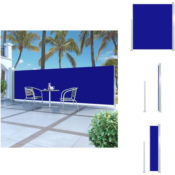 vidaXL Marquise latérale extensible 160x500 cm Bleu - Parasols & Protection solaire