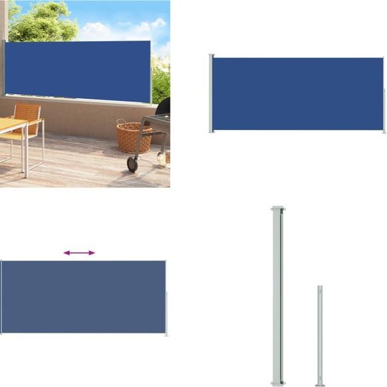 vidaXL Marquise latérale extensible 180x500 cm Bleu - Marquise latérale - Marquises latérales - Terrasse protection solaire