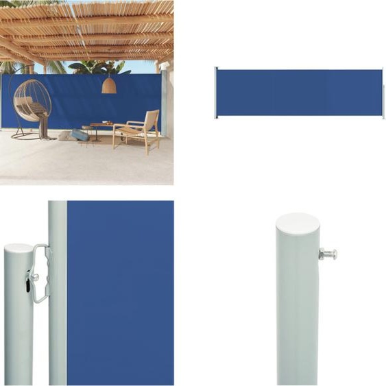 vidaXL Marquise latérale extensible 180x600 cm Bleu - Marquise latérale - Marquises latérales - Marquise de jardin - Marquise extensible