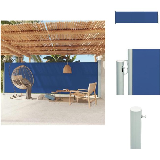 vidaXL Marquise latérale extensible 180x600 cm Bleu - Parasols & Protection solaire