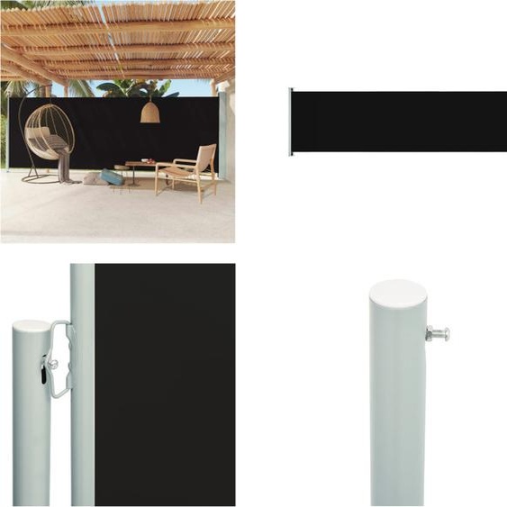 vidaXL Marquise latérale extensible 180x600 cm Noir - Marquise latérale - Marquises latérales - Marquise de jardin - Marquise extensible
