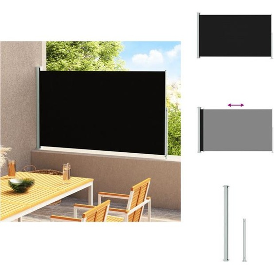 vidaXL Marquise latérale extensible 220x300 cm Noir - Parasols & Protection solaire