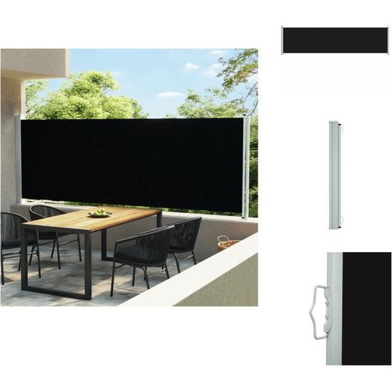 vidaXL Marquise latérale extensible 600x160 cm Noir - Parasols & Protection solaire