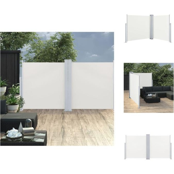 vidaXL Marquise latérale extensible Blanc crème 120 x 600 cm - Parasols & Protection solaire