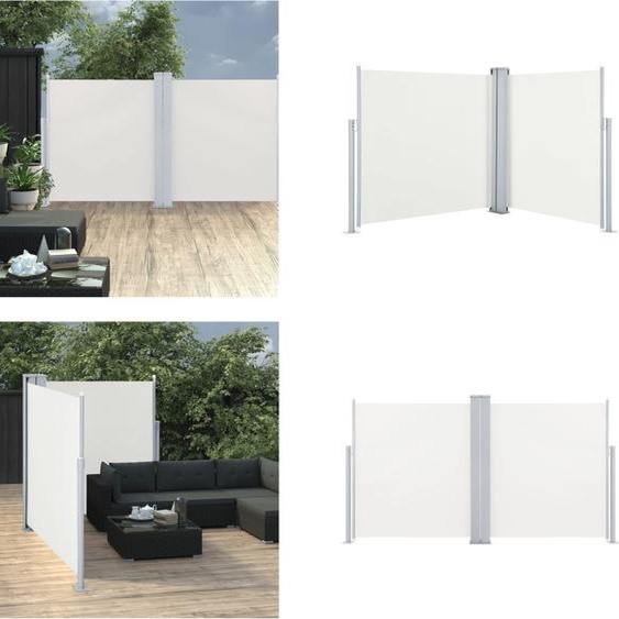 vidaXL Marquise latérale extensible blanc crème 120 x 600 cm - Protection visuelle de jardin - Protection visuelle de jardin - Marquise - Stores