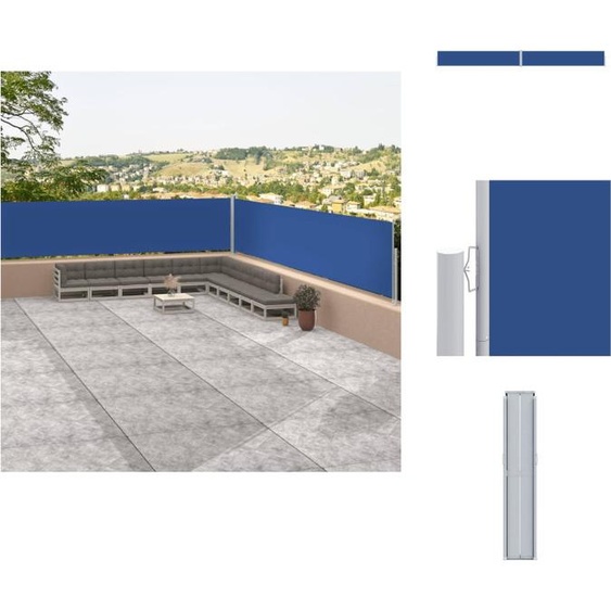 vidaXL Marquise latérale extensible Bleu 117x1200 cm - Parasols & Protection solaire