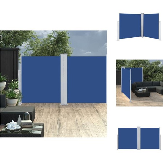 vidaXL Marquise latérale extensible Bleu 140 x 600 cm - Parasols & Protection solaire