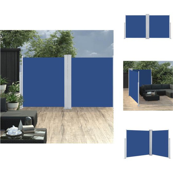 vidaXL Marquise latérale extensible Bleu 160 x 600 cm - Parasols & Protection solaire