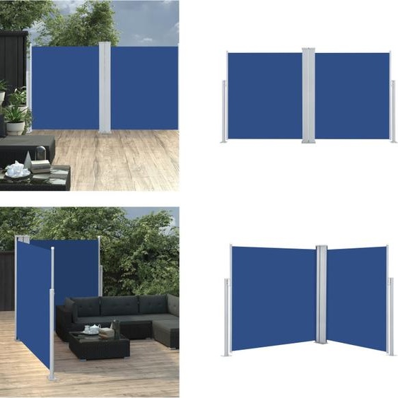 vidaXL Marquise latérale extensible Bleu 160 x 600 cm - Protection visuelle de jardin - Protection visuelle de jardin - Marquise - Stores