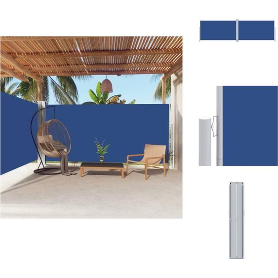 vidaXL Marquise latérale extensible Bleu 180x600 cm - Parasols & Protection solaire