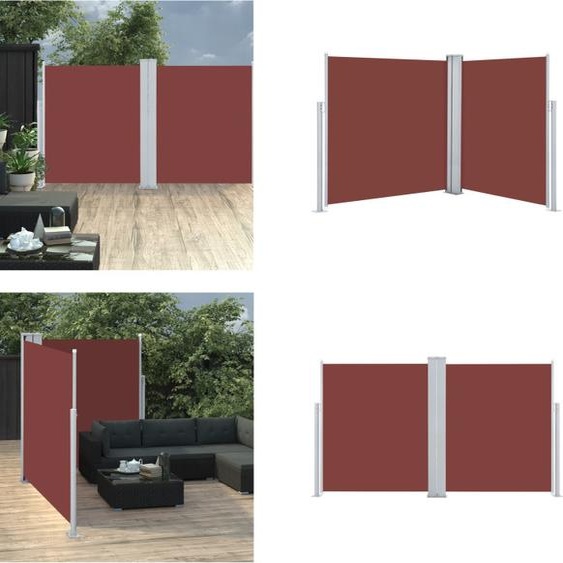 vidaXL Marquise latérale extensible brun 140x600 cm - Marquise latérale - Marquise de jardin - Marquise extensible - Marquise de terrasse