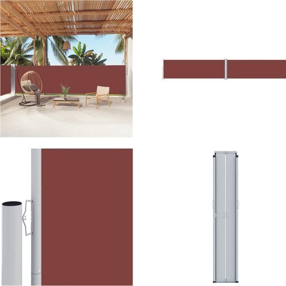 vidaXL Marquise latérale extensible brun 160x1000 cm - Marquise latérale - Stores latéraux - Balcon Coupe-vent - Jardin Protection visuelle