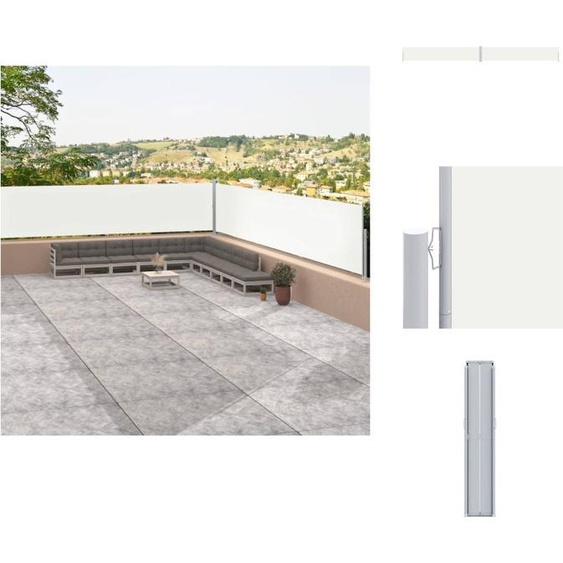 vidaXL Marquise latérale extensible Crème 117x1200 cm - Parasols & Protection solaire
