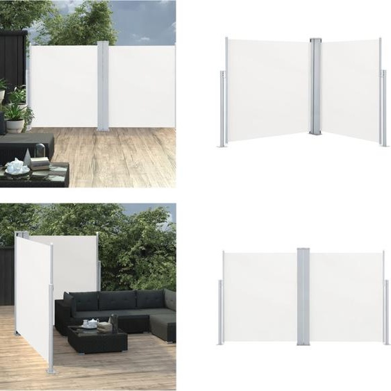 vidaXL Marquise latérale extensible Crème 140 x 600 cm - Protection visuelle de jardin - Protection visuelle de jardin - Marquise - Stores