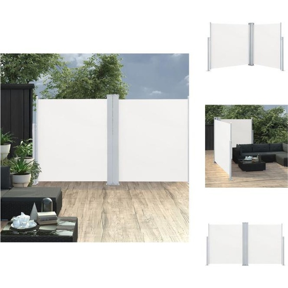 vidaXL Marquise latérale extensible Crème 140x600 cm - Parasols & Protection solaire