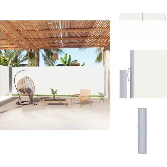 vidaXL Marquise latérale extensible Crème 180x1000 cm - Parasols & Protection solaire