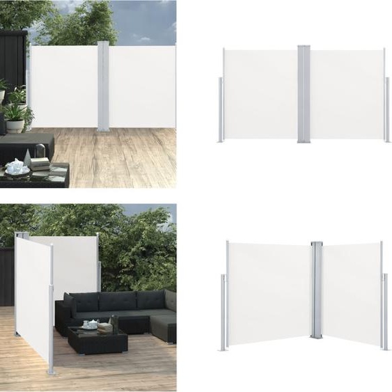 vidaXL Marquise latérale extensible double 170 x 600 cm Crème - Marquise latérale - Marquises latérales - Protection solaire terrasse - Protection solaire terrasse