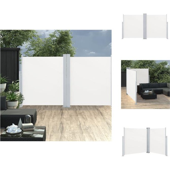 vidaXL Marquise latérale extensible double 170 x 600 cm Crème - Parasols & Protection solaire