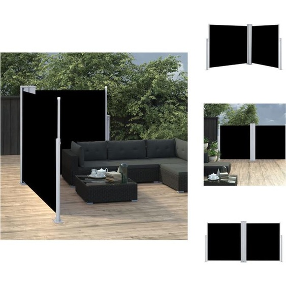 vidaXL Marquise latérale extensible Noir 100 x 600 cm - Parasols & Protection solaire