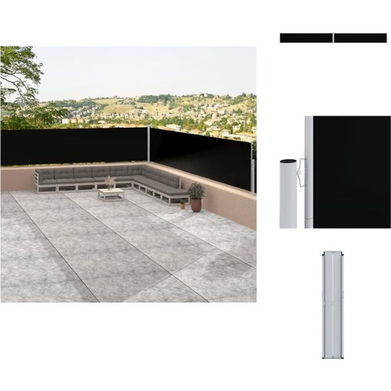 vidaXL Marquise latérale extensible Noir 117x1200 cm - Parasols & Protection solaire
