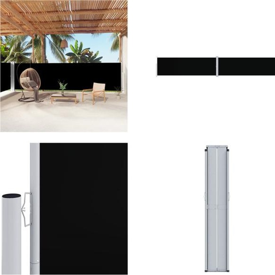 vidaXL Marquise latérale extensible noir 160x1000 cm - Marquise latérale - Marquises latérales - Balcon-Pare-vent - Protection visuelle du jardin