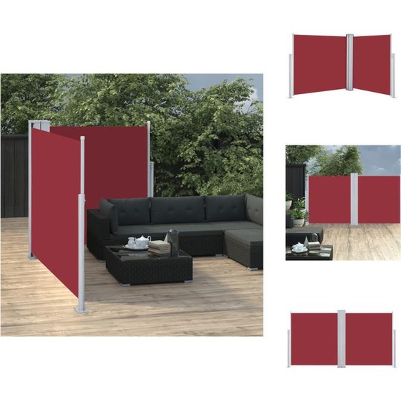 vidaXL Marquise latérale extensible Rouge 100 x 600 cm - Parasols & Protection solaire